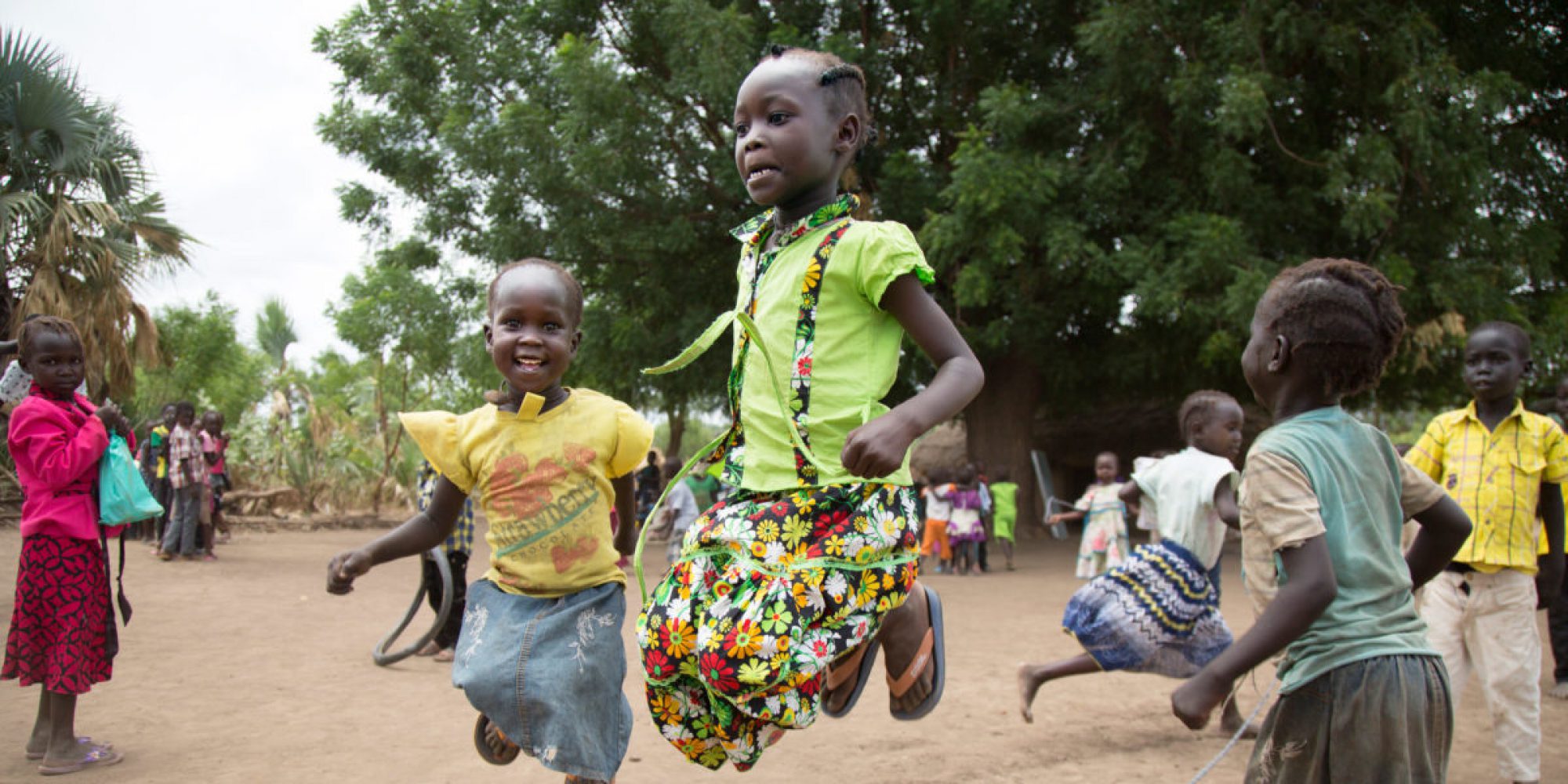 Children play after lunch at the Gulawein school, in Maban, South Sudan.